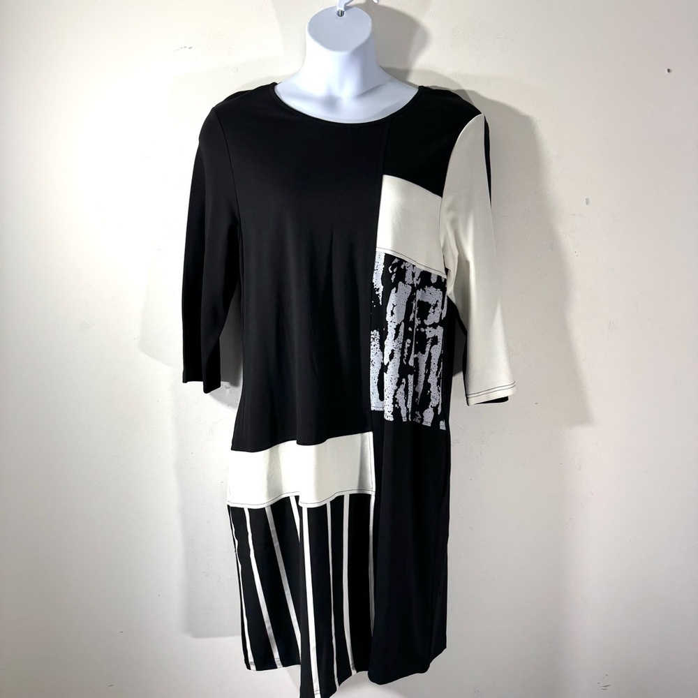 Fashion Concepts Knit Artsy Midi Dress black and white